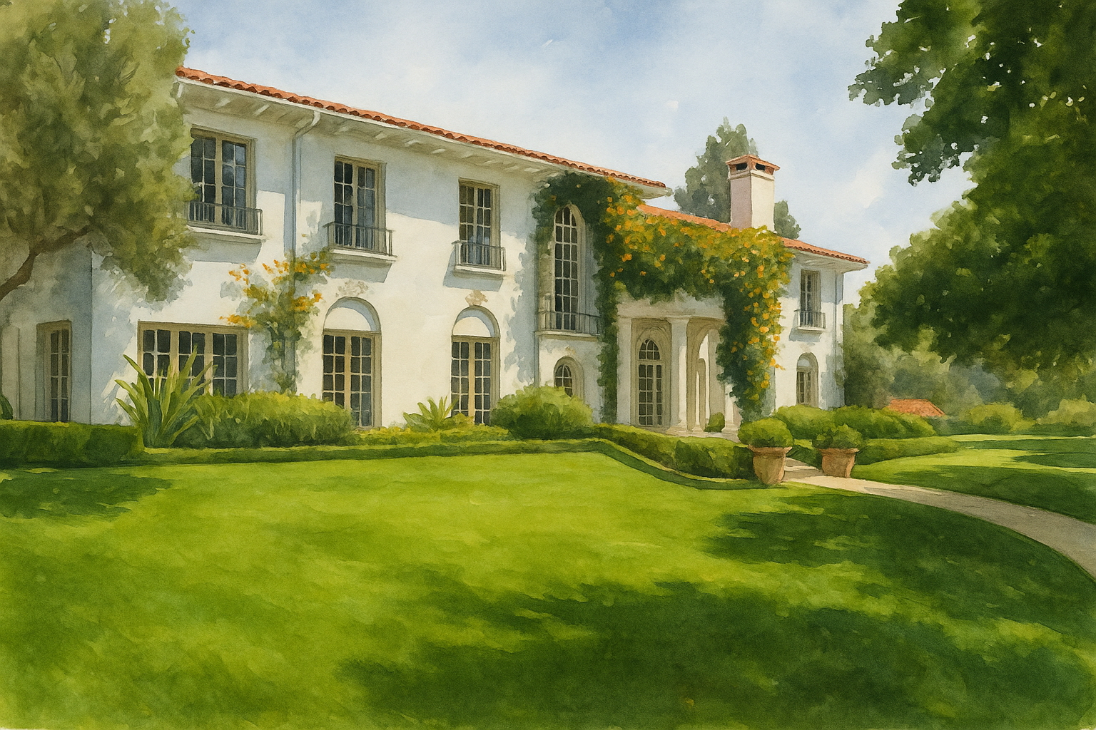 The DeMille Estate overlooking Los Feliz and Griffith Park with Mediterranean-style design