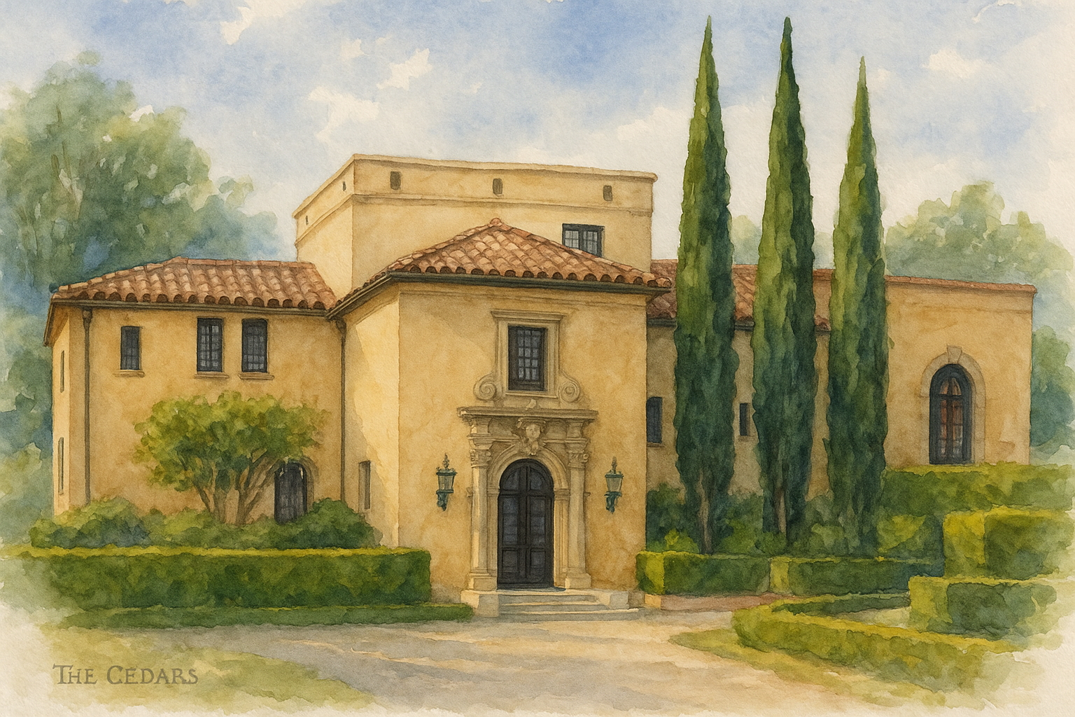 The Cedars mansion in Los Feliz with Mediterranean and Baroque architectural detailing