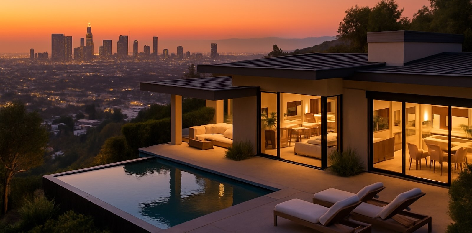 Stylized architectural rendering of a Hollywood Hills home used as the Ed Baran website hero image